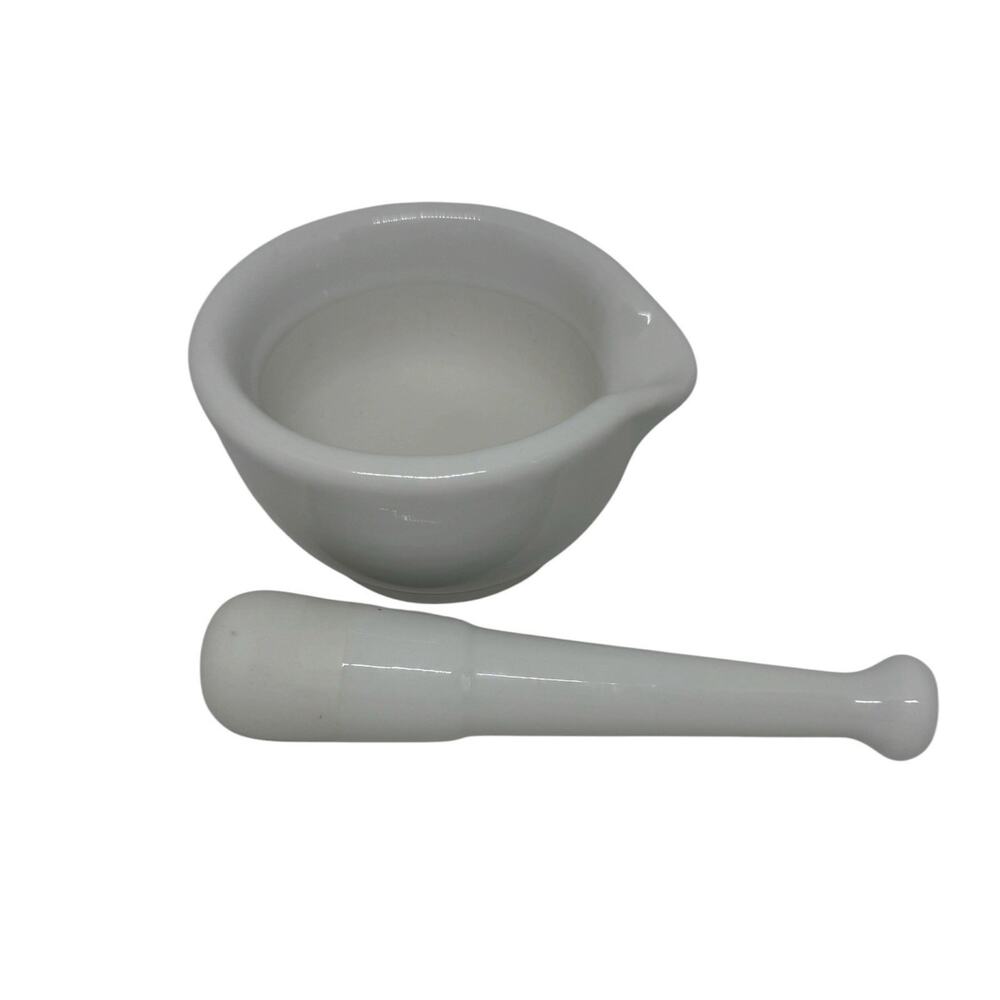 White Porcelain Mortar & Pestle Set, 5oz - Unglazed Grinding Surface Unbranded - Picture 7 of 16